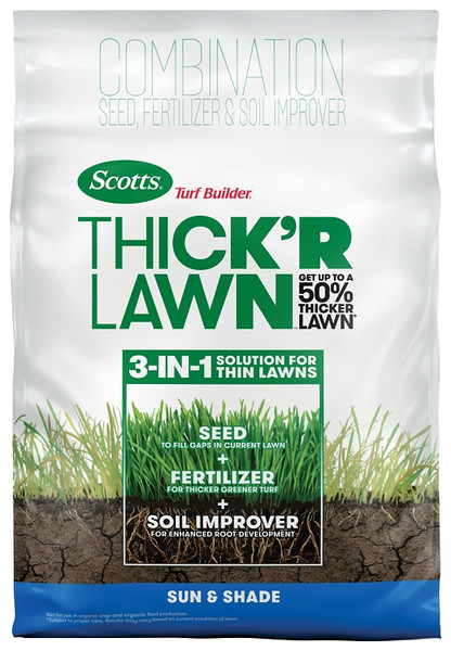 Scotts Turf Builder Thick'R Lawn 30156 Sun and Shade Mix Grass Seed, 12 lb Bag [SKU: ORG7379233]