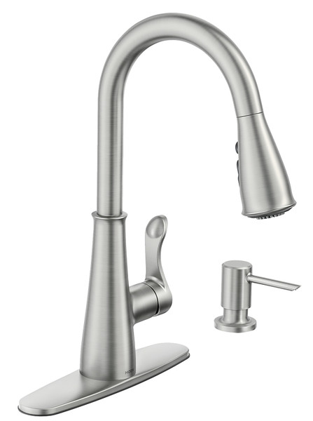 Moen Hadley Series 87245SRS Pull-Down Kitchen Faucet, 1.5 gpm, 1-Faucet Handle, 1-Faucet Hole, Metal, Stainless [SKU: ORG7440746]