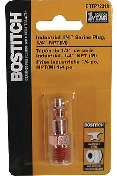 Bostitch BTFP72318 Hose Plug, 1/4 in, NPT Male, Steel, Plated [SKU: ORG5874748]