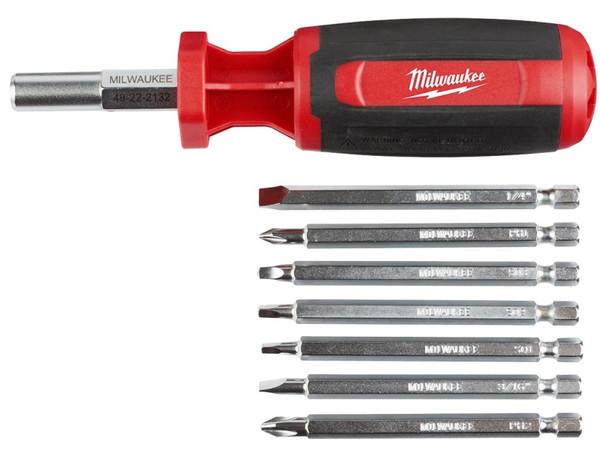 Milwaukee 48-22-2132 Multi-Bit Driver, 1/4 in Drive, Square Drive, 9.06 in OAL, Plastic Handle, Barrel-Grip Handle [SKU: ORG1389022]