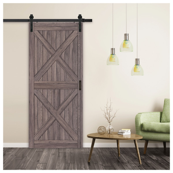RENIN BD060W01GO1GOE360 Barn Door, 36 in W Door, 84 in H Door, Gunstock Door, Steel Track [SKU: ORG8115867]