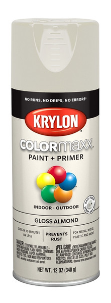 Krylon COLORmaxx K05500007 Spray Paint, Gloss, Almond, 12 oz, Aerosol Can [SKU: ORG7241078]