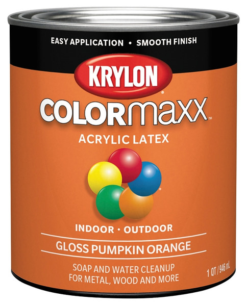 Krylon COLORmaxx K05643007 Interior/Exterior Paint, Gloss, Pumpkin Orange, 32 oz [SKU: ORG7373954]