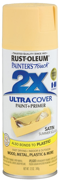 RUST-OLEUM PAINTER'S Touch 249064 Satin Spray Paint, Satin, Summer Squash, 12 oz, Aerosol Can [SKU: ORG5075510]