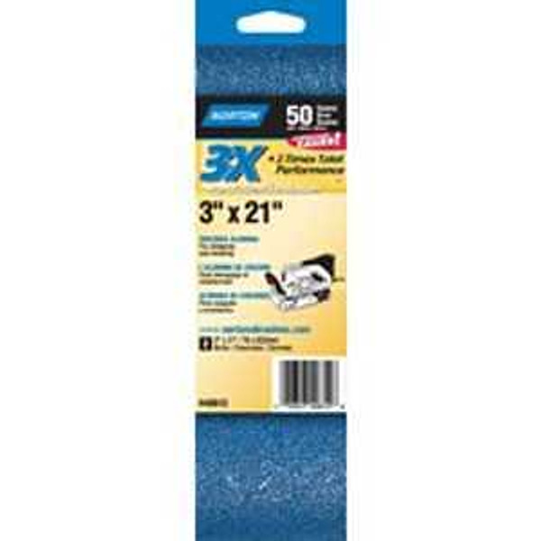 NORTON 49612 Sanding Belt, 3 in W, 21 in L, 50 Grit, Coarse, Zirconia Aluminum Abrasive [SKU: ORG3309077]
