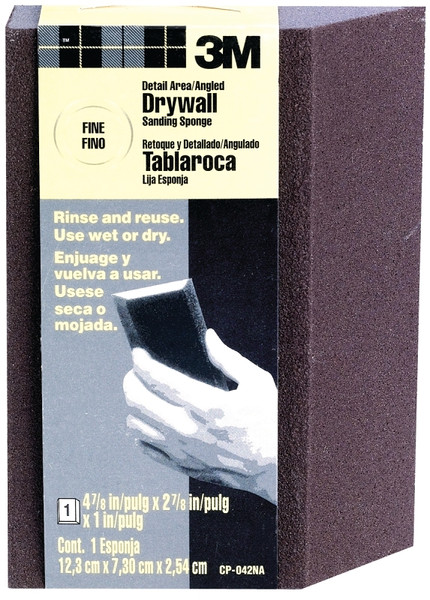 3M CP-042 Sanding Sponge, 4-7/8 in L, 2-7/8 in W, Fine, Aluminum Oxide Abrasive [SKU: ORG7879521]