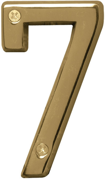 HY-KO Prestige Series BR-42PB/7 House Number, Character: 7, 4 in H Character, Brass Character, Solid Brass [SKU: ORG1851195]