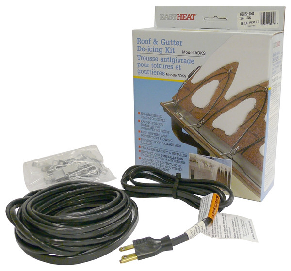 EasyHeat ADKS Series ADKS100 Roof and Gutter De-Icing Cable, 20 ft L, 120 V, 100 W [SKU: ORG4992129]