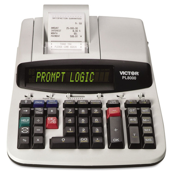 PL8000 One-Color Prompt Logic Printing Calculator, Black Print, 8 Lines/Sec [SKU: VCTPL8000]