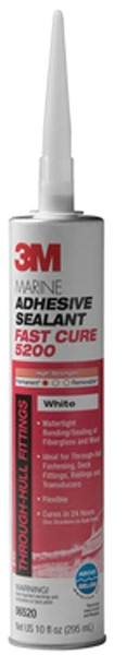 3M 06520 Adhesive Sealant, White, 5 to 7 days Curing, -40 to -190 deg F, 10 oz Cartridge [SKU: ORG6084974]