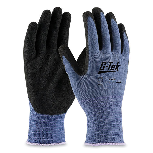 GP Nitrile-Coated Nylon Gloves, Large, Blue/Black, 12 Pairs [SKU: PID34500L]