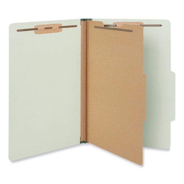 Four-Section Pressboard Classification Folders, 2" Expansion, 1 Divider, 4 Fasteners, Legal Size, Green Exterior, 10/Box [SKU: UNV10261]