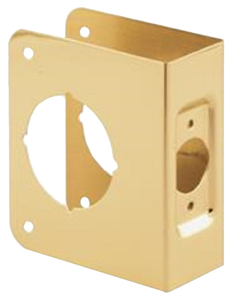 Defender Security U 9544 Door Reinforcer, 2-3/8 in Backset, 1-3/4 in Thick Door, Solid Brass, Brass, 4-1/2 in H [SKU: ORG7289358]