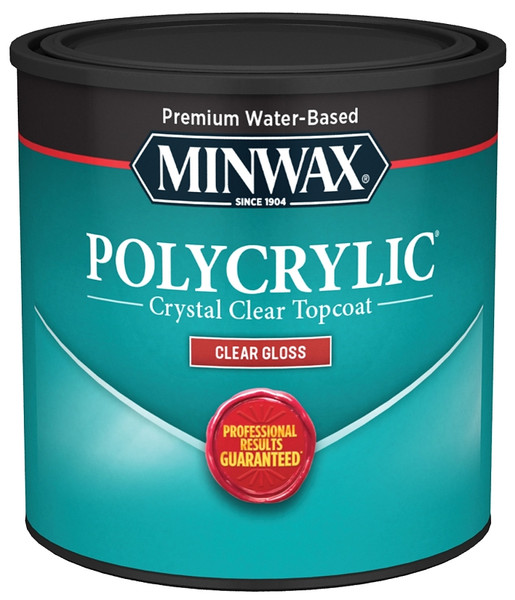 Minwax Polycrylic 255554444 Protective Finish Paint, Gloss, Liquid, Crystal Clear, 0.5 pt, Can [SKU: ORG6436372]