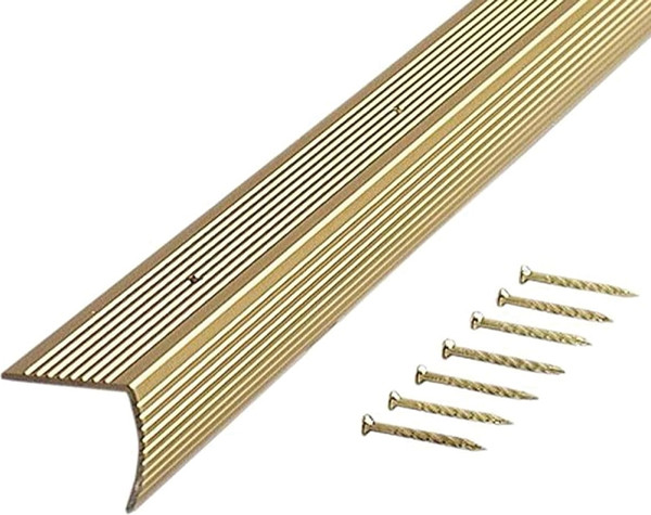 M-D 79558 Stair Edging, 96 in L, 1-1/8 in W, Aluminum, Stain Brass [SKU: ORG6207096]