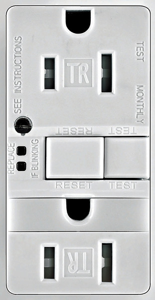 Eaton Wiring Devices TRSGFNL15W-K GFCI and Nightlight, 2 -Pole, 15 A, 125 V, Back, Side Wiring, NEMA: 5-15R, White [SKU: ORG4896213]
