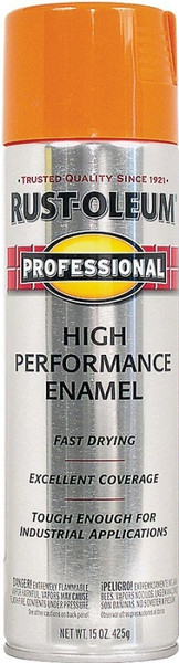 RUST-OLEUM 7555838 High Performance Enamel Spray Paint, Gloss, Safety Orange, 15 oz, Aerosol Can [SKU: ORG2279305]