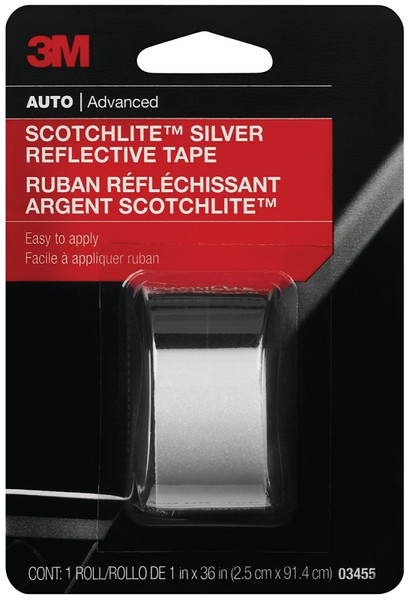 Scotchlite 03455 Reflective Safety Tape, 36 in L, 1 in W, Silver [SKU: ORG6013312]