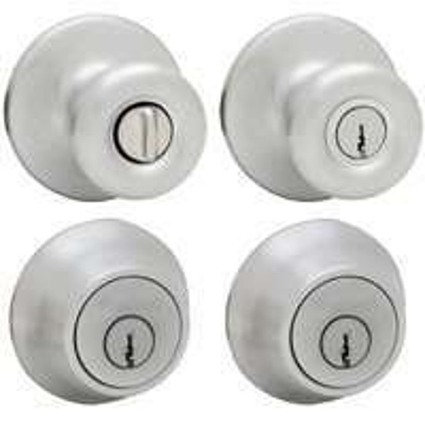 Kwikset 695T26DCP6ALRCSK6 Knob Lockset, 3 Grade, Keyed Key, Satin Chrome, 2-3/8 x 2-3/4 in Backset, K6 Keyway [SKU: ORG2962637]