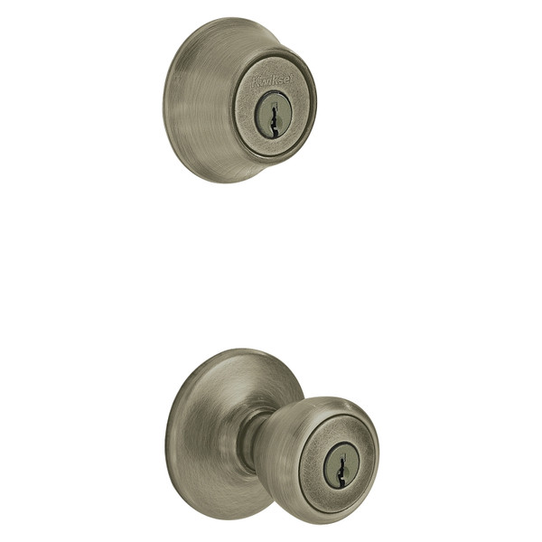 Kwikset 690T5CP6ALRCSK6 Knob Lockset, 3 Grade, Keyed Key, Antique Brass, 2-3/8 x 2-3/4 in Backset, K6 Keyway [SKU: ORG3593613]