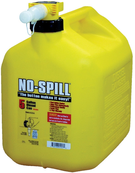 No-Spill 1457 Diesel Gas Can, 5 gal, Plastic, Yellow [SKU: ORG5249560]