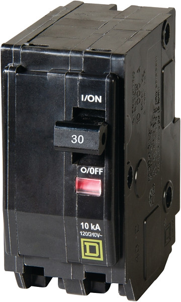 Square D QO QO230C Circuit Breaker, Mini, 30 A, 2 -Pole, 120/240 VAC, 48 VDC, Plug Mounting, Black [SKU: ORG6518930]