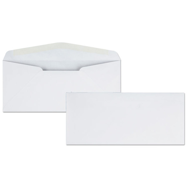 Business Envelope, #10, Commercial Flap, Diagonal Seam, Gummed Closure, 24 lb Bond Weight Paper, 4.13 x 9.5, White, 500/Box [SKU: QUA11112]