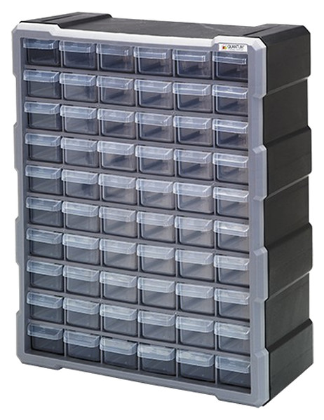QUANTUM STORAGE SYSTEMS PDC-60BK Small Parts Organizer, 15 in L, 6-1/4 in W, 18-3/4 in H, 60-Drawer, Polypropylene [SKU: ORG3352440]