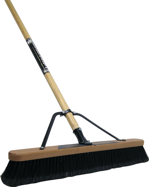 Quickie 863HDSU Push Broom, 24 in Sweep Face, 3-1/8 in L Trim, Polypropylene Bristle, Bolt-On, Wood Handle, Black [SKU: ORG7948250]