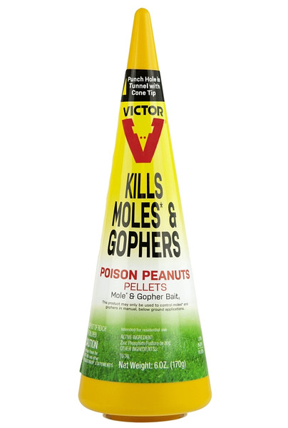 Victor M6006 Mole and Gopher Poison Peanut, Granular, Solid, Garlic, Black/Dark Gray, 6 oz Container [SKU: ORG6892566]