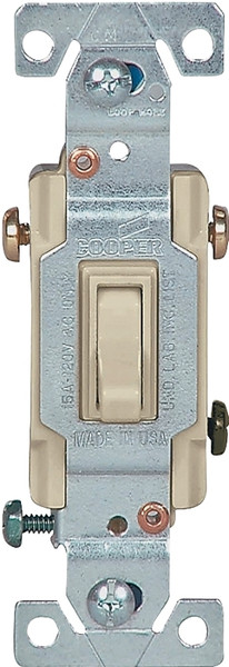 Eaton Wiring Devices 1303-7V Toggle Switch, 15 A, 120 V, Polycarbonate Housing Material, Ivory [SKU: ORG4585576]