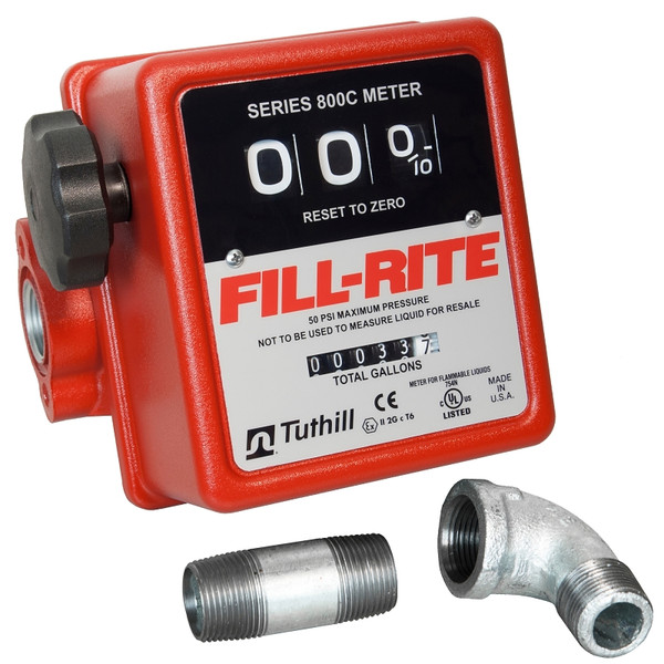 Fill-Rite 807CMK Flow Meter Kit, 3/4 in Connection, NPT, 5 to 20 gpm, 50 psi Pressure, 3-Digit Display [SKU: ORG6636831]