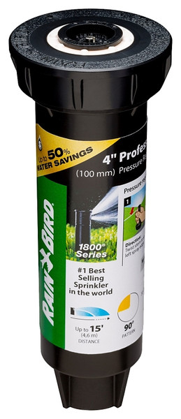 Rain Bird 1800 1804QDSP25 Pressure Regulated Pop-Up Sprinkler, 1/2 in Connection, FNPT, 4 in H Pop-Up, 8 to 15 ft [SKU: ORG7409196]