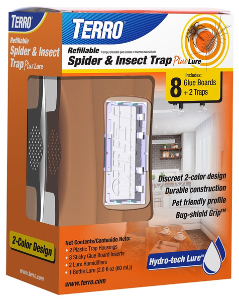 TERRO T3220 Refillable Spider and Insect Trap Plus Lure, Solid, Mild, 5-1/2 in L Trap, 3 in W Trap, 2 fl-oz Pack [SKU: ORG4208013]