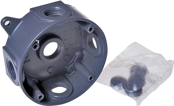 BELL 5361-0 Weatherproof Box, 5 -Outlet, Aluminum, Gray, Powder-Coated [SKU: ORG6896161]