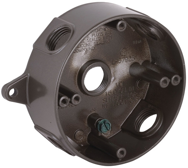 HUBBELL 5361-7 Weatherproof Box, 5 -Outlet, Aluminum, Bronze, Powder-Coated, Horizontal/Vertical Mounting [SKU: ORG6745848]