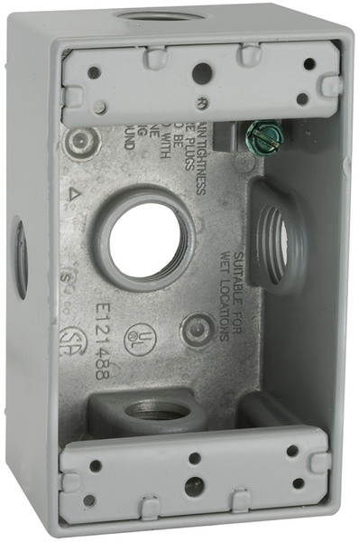 HUBBELL 5323-0 Weatherproof Box, 5 -Outlet, 1 -Gang, Aluminum, Gray, Powder-Coated [SKU: ORG6895932]