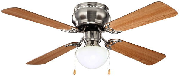 Boston Harbor Ceiling Fan, 3-Speed, 4-Blade, 42 in Sweep, Dark Walnut/Cherry, With Lights: Yes [SKU: ORG9320151]