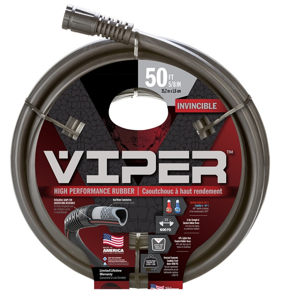 Element Viper CELVP58050 Garden Hose, 5/8 in, 50 ft L, Rubber, Black [SKU: ORG2336295]