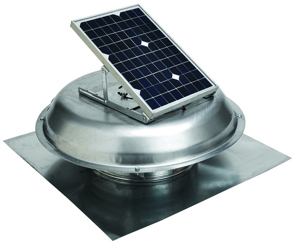 Master Flow Green Machine ERVSOLAR EcoSmart Roof Vent, 500 cfm Air, Steel, 2:12 to 12:12 Roof Pitch [SKU: ORG5997077]