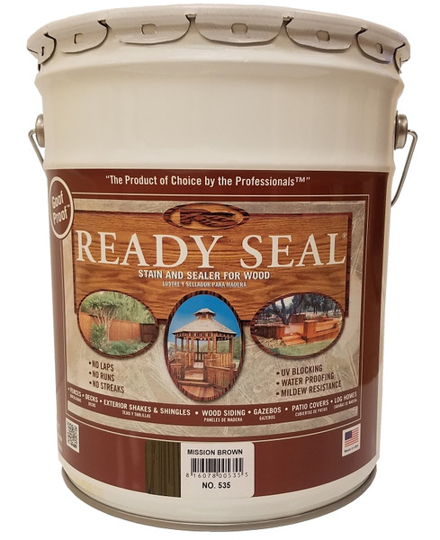 Ready Seal 535 Exterior Wood Stain, Flat, Mission Brown, Liquid, 5 gal [SKU: ORG5764006]