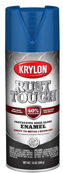 Krylon Rust Tough K09225008 Enamel, Gloss, True Blue, 12 oz, Can [SKU: ORG4437752]