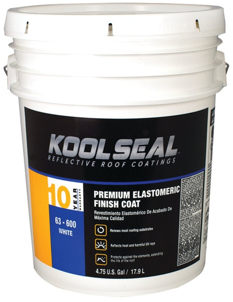 KOOL SEAL KS0063600-20 Elastomeric Roof Coating, White, 5 gal Pail, Liquid [SKU: ORG1854041]