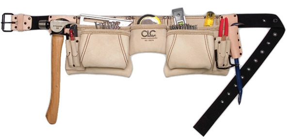 CLC Tool Works Series 175274 Construction Work Apron, 29 to 49 in Waist, Leather, White, 12-Pocket [SKU: ORG8833329]