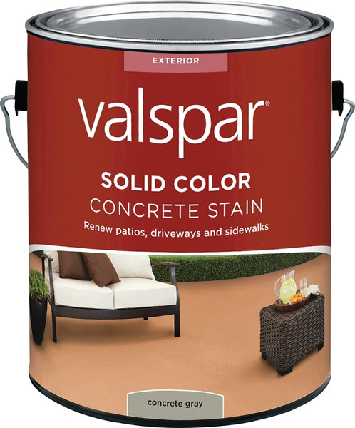 Valspar 024.1082320.007 Solid Color Concrete Stain, Low-Gloss, Concrete Gray, Liquid, 1 gal [SKU: ORG7002033]