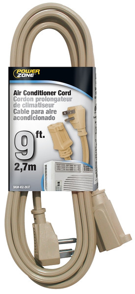 PowerZone OR681509 Single-Ended Extension Cord, SPT-3, Vinyl, Beige, For: Air conditioner and Appliances [SKU: ORG4522637]