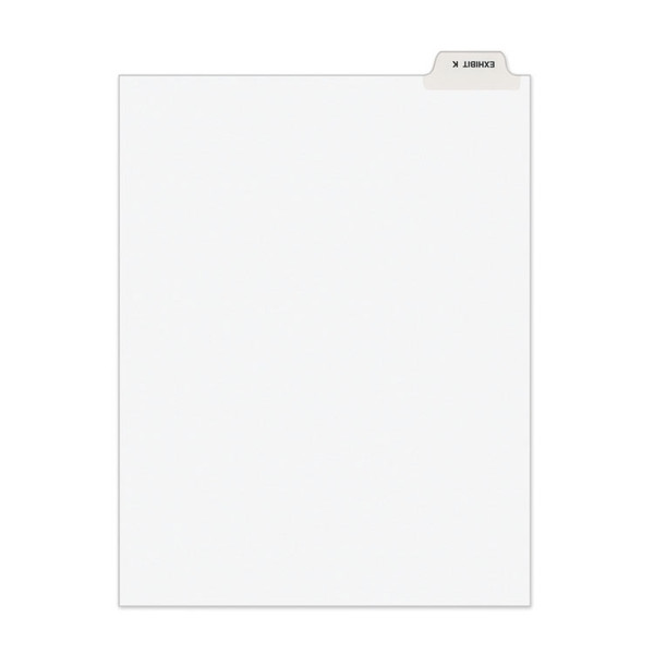 Avery-Style Preprinted Legal Bottom Tab Divider, 26-Tab, Exhibit K, 11 x 8.5, White, 25/PK [SKU: AVE11950]