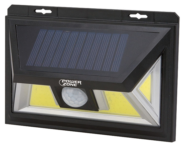 PowerZone 12452 Solar Powered Motion Sensor Wall Light, Lithium Battery, 1-Lamp, COB LED Lamp, ABS/PS Fixture, Black [SKU: ORG9734138]