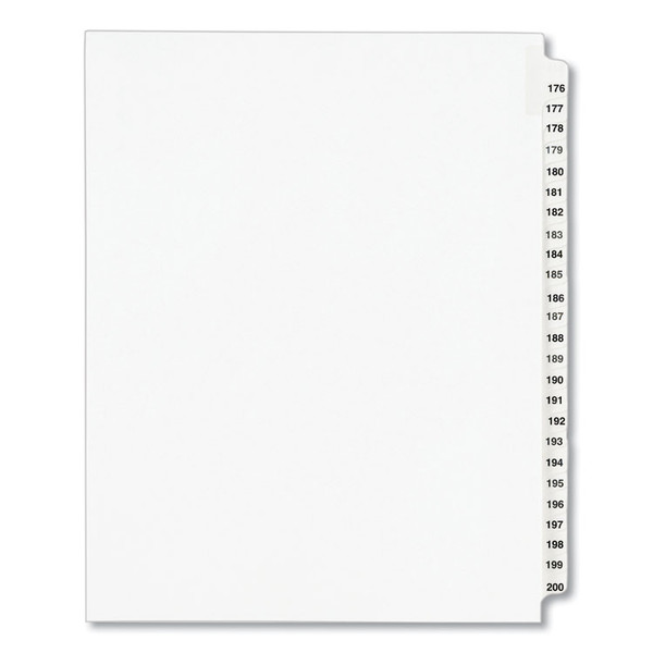 Preprinted Legal Exhibit Side Tab Index Dividers, Avery Style, 25-Tab, 176 to 200, 11 x 8.5, White, 1 Set, (1337) [SKU: AVE01337]