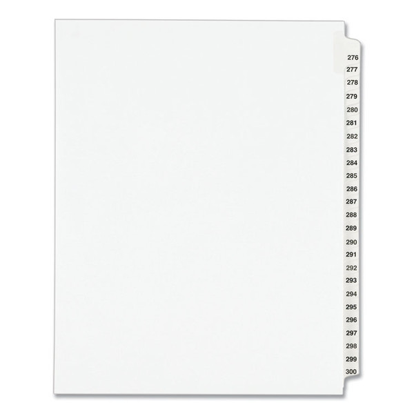 Preprinted Legal Exhibit Side Tab Index Dividers, Avery Style, 25-Tab, 276 to 300, 11 x 8.5, White, 1 Set, (1341) [SKU: AVE01341]